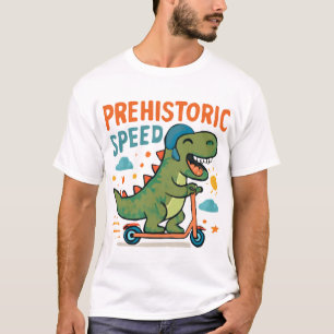 Prehistorische Speed Dinosaurier Scooter Art T-Shirt