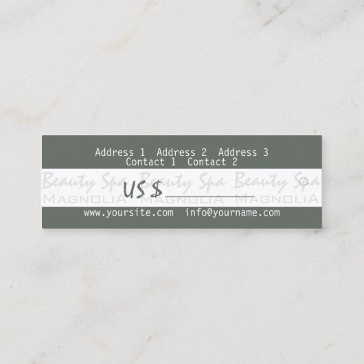 Preis der Visitenkarte - Beauty Wellness-Center (Rückseite)