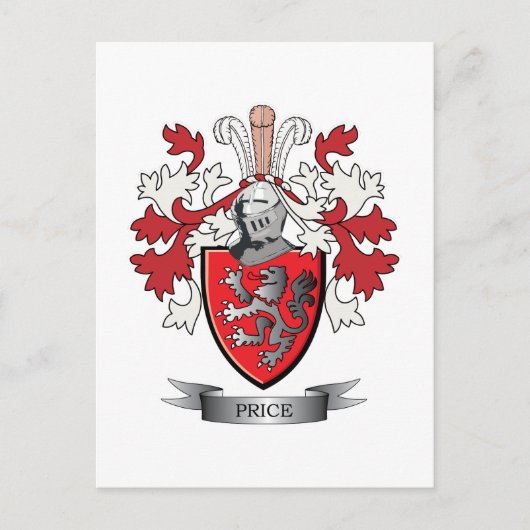 Preis-Familienwappen-Wappen Postkarte (Vorderseite)