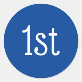 Preis für den ersten Platz in Blau und Weiß Runder Aufkleber