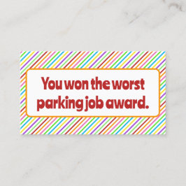 Preis für den schlechtesten Parkplatz. Telefonnummerkarte