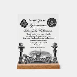 Preis für die Anerkennung von Freimaurern Acrylschild