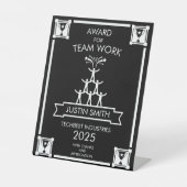 Preis für die Arbeit des Unternehmensteams Sockelschild (Vorderseite)