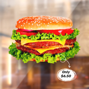 Preis für Double Cheeseburger Deluxe Anpassen Werb Fensteraufkleber