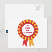 Preis für Dummheit Postkarte (Vorne/Hinten)