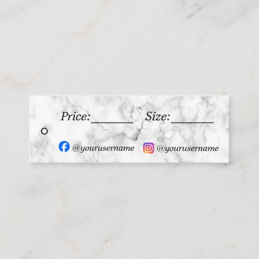 Preis für weißes Marmor Mini Visitenkarte (Rückseite)