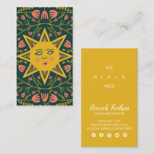 Preis-Größe für Sonne und Blumen CUSTOM Hang-Tag Visitenkarte