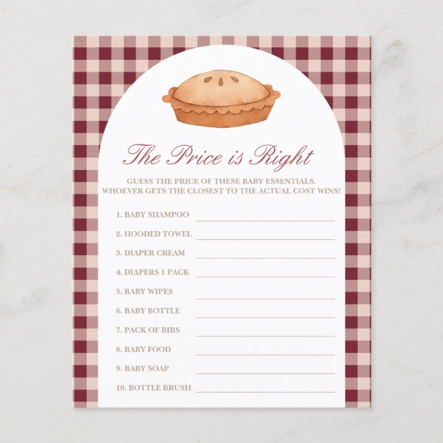 Preis ist die richtige Süsse Pie Baby Showspiel (Vorderseite)