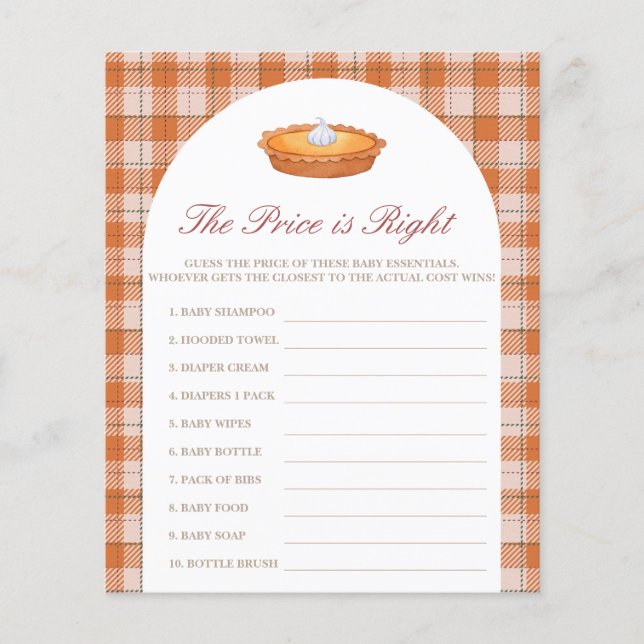 Preis ist die richtige Süsse Pie Baby Showspiel (Vorderseite)