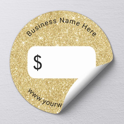 Preis-Tag Moderner Gold-Glitzer Runder Aufkleber