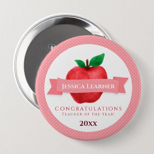 Preis zum Thema "Lehrer des Jahres" Button (Vorne & Hinten)