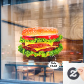 Preisanpassung für doppelte Cheeseburger Deluxe Ad Fensteraufkleber (Café-Fenster)