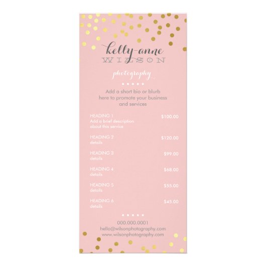 PREISDIENSTLEISTUNGEN LIST goldfarbenes Konfetti-M Werbekarte (Vorne)