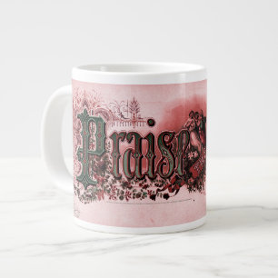 "Preise den Herrn" Tiefrot und Grün Jumbo-Tasse