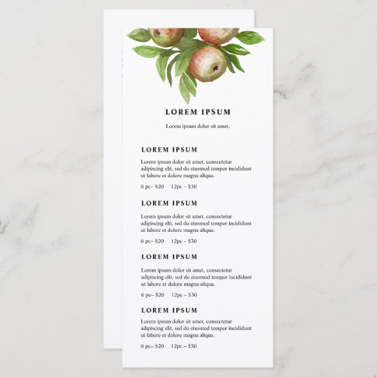 Preise für Aquarelläpfel Menükarte (Vorne/Hinten)