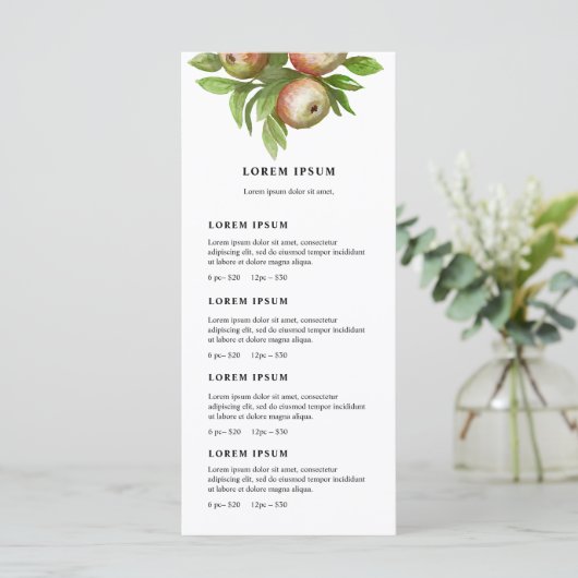 Preise für Aquarelläpfel Menükarte (Stehend Vorderseite)