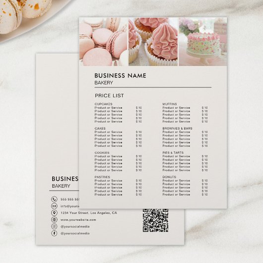 Preise für Backwaren Cupcake Cake Shop Flyer
