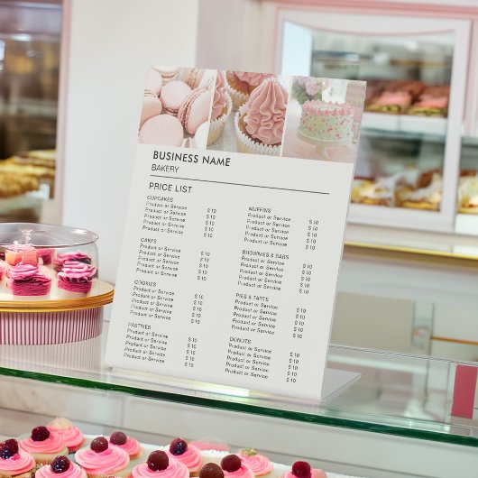 Preise für Backwaren Cupcake Cake Shop Sockelschild