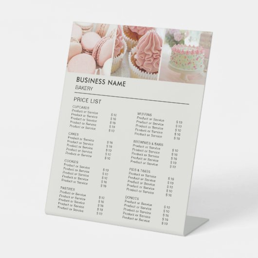 Preise für Backwaren Cupcake Cake Shop Sockelschild (Vorderseite)