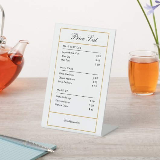 Preise für Friseursalon mit eigener Marke Sockelschild (In SItu)