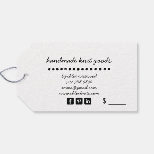 Preise für handgefertigte Stricks Geschenkanhänger (Rückseite Horizontal)