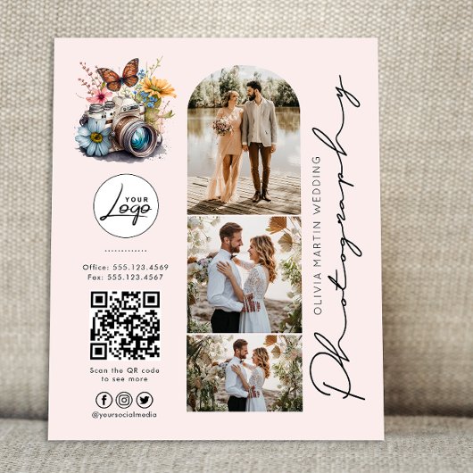 Preise für moderne Blush-Hochzeitfotografie Flyer