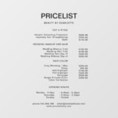 Preise & Öffnungszeiten Fensteraufkleber (Blatt)