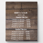 Preise/Service-Plaque für rustikale Holzschere Fotoplatte (Vorderseite)
