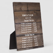 Preise/Service-Plaque für rustikale Holzschere Fotoplatte (Seite)