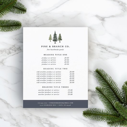 Preise und Dienstleistungen für Pinien Flyer