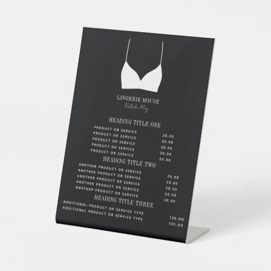 Preise und Services für die Boutique von Fingerabd Sockelschild (Vorderseite)