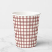 Preiselbeer-Gingham Rot-Maroon Pappbecher (Rückseite)