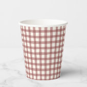 Preiselbeer-Gingham Rot-Maroon Pappbecher (Vorderseite)