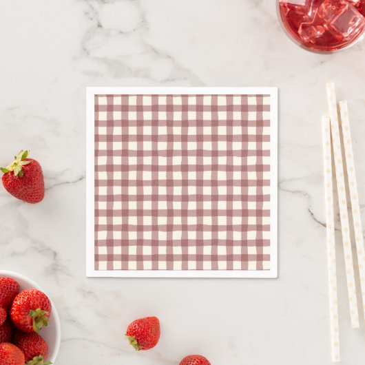 Preiselbeer-Gingham-Rot-Maroon Serviette (Beispiel)