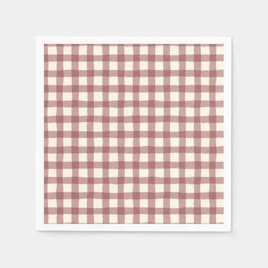 Preiselbeer-Gingham-Rot-Maroon Serviette (Vorderseite)