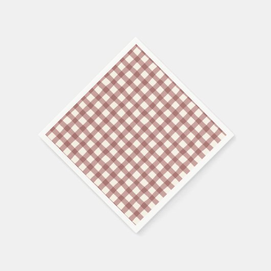 Preiselbeer-Gingham-Rot-Maroon Serviette (Ecke)