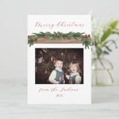 Preiselbeer-Girlande-Feiertags-Weihnachtskarte Feiertagskarte (Stehend Vorderseite)