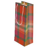 Preiselbeer-Karomuster Geschenktüte Für Weinflaschen (Rückseite Schrägansicht)