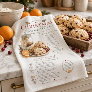 Preiselbeer-Orangen-Scone-Mix-Rezept Weihnachten Geschirrtuch