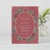 Preiselbeer-Romantische Winterhochzeit Einladung (Stehend Vorderseite)