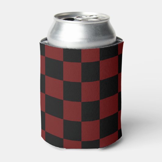 Preiselbeer-Rot-Schwarz-Schachbrettmuster Dosenkühler (Kanne Vorderseite)