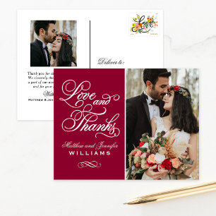 Preiselbeer-Verzierte Hochzeitsfoto mit Liebe und Postkarte