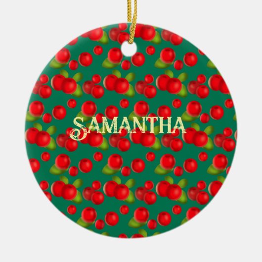 Preiselbeere mit Blätter Keramik Ornament (Vorne)