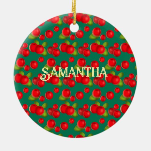 Preiselbeere mit Blätter Keramik Ornament (Hinten)