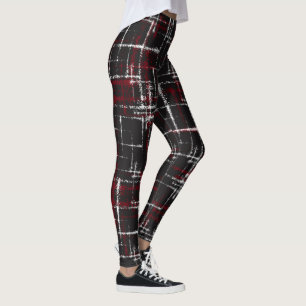 Preiselbeere und Weiß auf abstrakten, schwarzen Kr Leggings