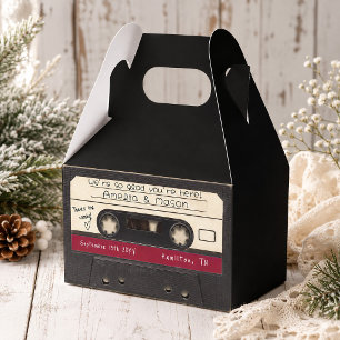 Preiselbeerrote Retro-Kassetten-Tape-Hochzeitsgesc Geschenkschachtel
