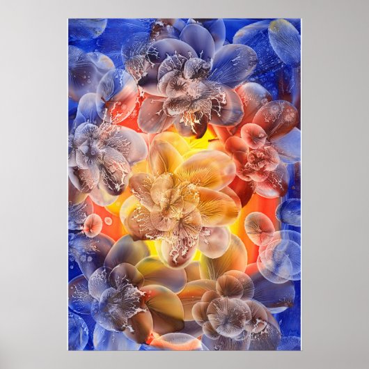 Preisgekrönte handgemalte Gouache-Blumen Poster (Vorne)