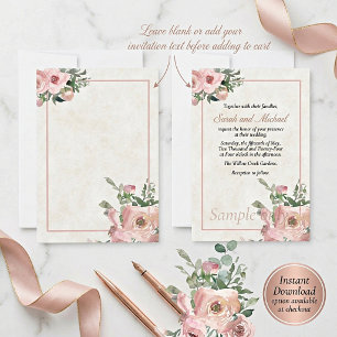 Preisgünstige Hochzeitseinladung mit rosa Wasserfa Einladung
