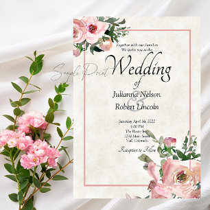 Preisgünstige Hochzeitseinladung mit rosa Wasserfa Einladung