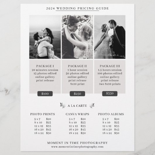Preisleitfaden für Hochzeiten Flyer (Vorne)